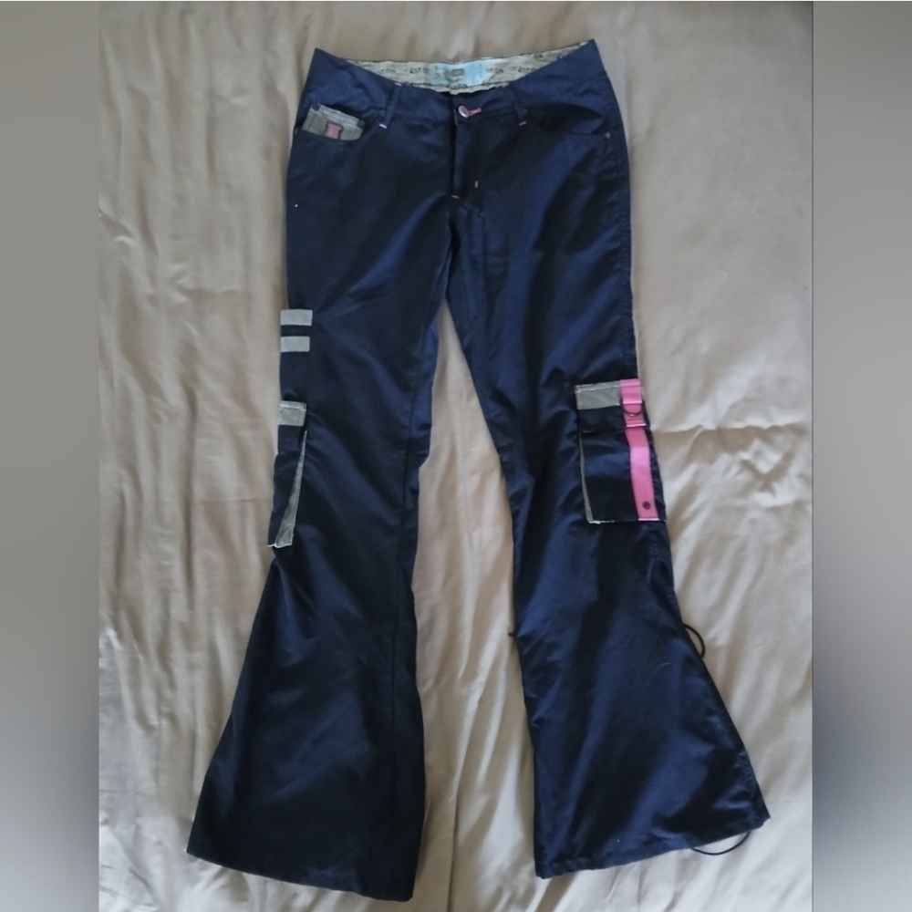 Navy and Pink Wide Leg Pants - Picture 2 of 11